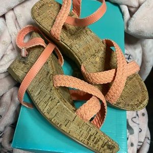 Maurices Bella Woven Wedge in Coral. Brand New.